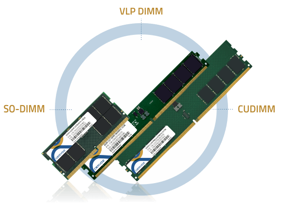 A picture presents some other types of DIMMs, such as SODIMM, CUDIMM, and VLP-DIMM.